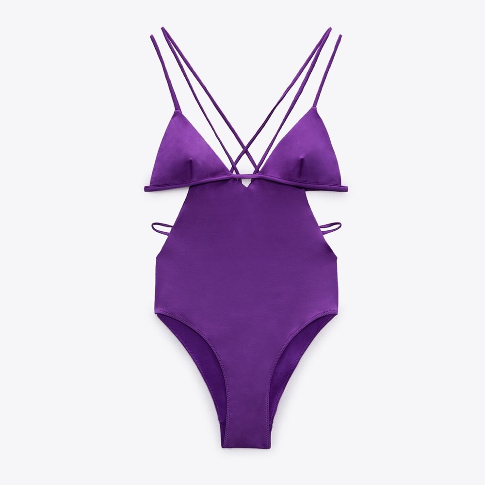 NWOT Zara Purple One Piece Swimsuit Size XL